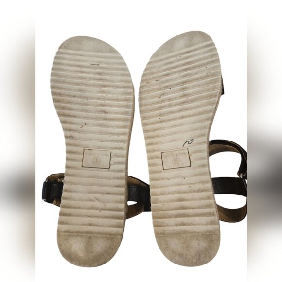 Sun + Stone SZ 8.5 Black Strappy 1.9" Platform Espadrille Loop & Hook Closure - Picture 3 of 8